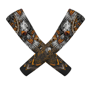 Manchons de cyclisme noirs imprimés crâne et aigle, anti-UV, unisexe, taille adulte, en polyester, impression par sublimation - Product Image 4