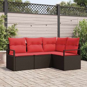 Ensemble de canapés de jardin en polyrotin marron, 4 pièces - Product Image 1