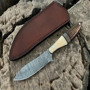 Couteau de chasse artisanal de haute qualité à lame fixe en acier Damas, manche en bois, logo personnalisé, tranchant comme un rasoir, qualité industrielle, garantie 3 ans - Product Image 1