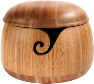Bol à fil en bois fait main à prix d'usine, avec trous en spirale sculptés, en bois massif, pour le rangement du fil à tricoter, fournitures d'artisanat - Product Image 5