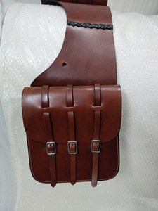Premium Handmade Western <b>Tooled</b> <b>Leather</b> Saddle Bag Horse Riding Equipment - Product Image 2