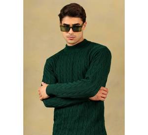 Pull en tricot d'hiver personnalisé pour homme |   Pull en tricot torsadé à col montant, disponible en marque privée, pull en tricot torsadé pour homme de haute qualité - Product Image 2