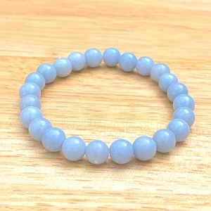 Chakralume Natural Blue Angelite Beaded <b>Bracelet</b> for <b>Healing</b> Reiki Energy Jewelry Unisex Gift From Rajasthan 8mm Wholesale - Product Image 1