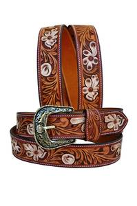 เข็มขัดหนังแท้ Leathercart พรีเมียม ตกแต่งด้วยการเย็บสีขาว หัวเข็มขัดโลหะผสมขัดเงา สไตล์วินเทจ ปรับความยาวได้ - Product Image 2