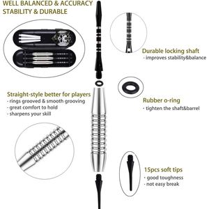 Juego de Dardos de Punta Blanda Arcoíris Coloridos, 50 Anillos Anti-Desprendimiento, 6 Ejes Duraderos, 6 Plumas Adicionales, 50 Puntas Blandas Adicionales de Plástico Electr - Product Image 3