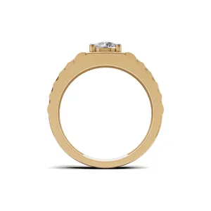 แหวนเพชรทรงกลมในตัวเรือนทองคำขาว 18K แหวนเพชรทรงกลม Urban Regal สำหรับผู้ชาย แหวนเพชร 1 เม็ด สำหรับขายส่งออก - Product Image 3