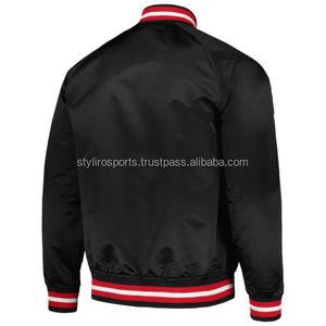 Chaqueta de Béisbol Unisex OEM de Seda Satinada para Invierno, con Cuello Alto, Logotipo Bordado en la Parte Delantera, Estilo Universitario, Cortavientos - Product Image 2