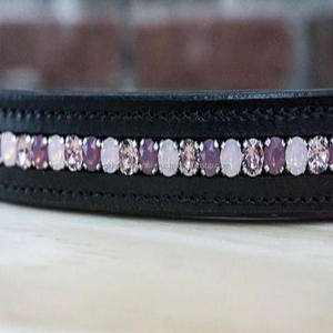 Funda de cuero auténtica para arnés de búhos, banda acolchada para cejas de caballo, hecha a mano, verde claro, cristales transparentes ostentosos - Product Image 3