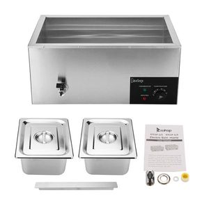 ZOKOP 110V 600W Équipement de maintien au chaud des aliments 10L*2 en acier inoxydable, chauffe-plats double pour soupes et plats préparés, couleur argent - Product Image 2