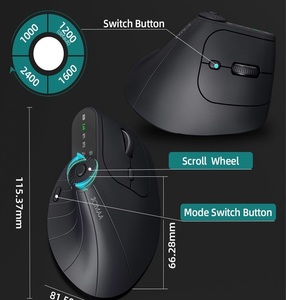 Ergonomic Vertical Wireless <b>Mouse</b> 2.4G <b>Bluetooth</b> Rechargeable LED Backlit 800 DPI Office Gaming - Product Image 3