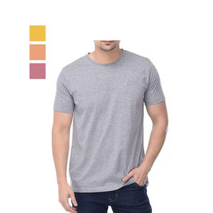 Camiseta de Cuello Redondo para Hombre, de Algodón Transpirable, Teñida en Color Sólido, con Logotipo Personalizado al por Mayor, Precio de Fábrica, Suministro al por Mayor OEM, Exportación - Product Image 3