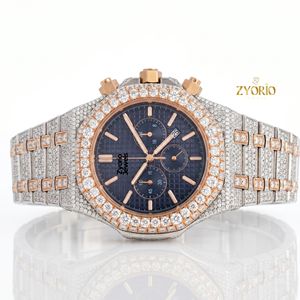 Reloj Cronógrafo de Lujo con Incrustaciones de Moissanita para Hombre, Personalizado en Dos Tonos, Oro Rosa y Acero Inoxidable, con Diamantes Incrustados - Product Image 2