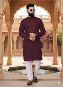 Kurta de luxe en soie brodée pour homme, tenue ethnique traditionnelle, Kurta pour mariage et festival pour homme - Product Image 4