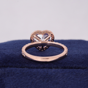 2 Carat Light Pink Heart Lab Diamond <b>Ring</b> Pave Halo IGI Certified 14k Gold <b>Proposal</b> <b>Ring</b> - Product Image 5