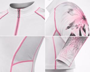 Camiseta de Manga Larga para Mujer, Protección UV, Blanca con Estampado Floral Rosa, Transpirable, de Spandex y Poliéster, para Natación - Product Image 5