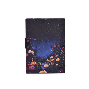 A5 Night Sky Floral Notebook 200 Pages Cardboard Cover | Journal Antique Metal <b>Lock</b> Starry Theme Diary Gift Bulk OEM Supplier - Product Image 3