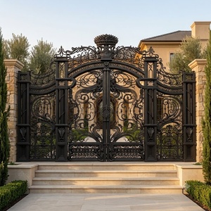 Puerta Doble de Hierro Forjado Estilo Victoriano, Apertura Manual, Recubrimiento en Polvo, Duradera, para Uso Exterior - Product Image 3