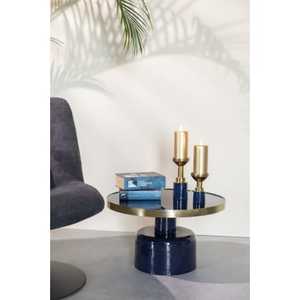 Mesa de Centro Redonda Moderna de Primera Calidad con Tapa de Vidrio Templado y Estructura Metálica de 57 cm de Diámetro, Giratoria, Mueble para Sala de Estar - Product Image 6