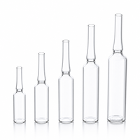 Ampoules en verre transparent bleu ambre, disponibles en plusieurs tailles, flacons en verre vides pour le stockage de liquides, vendus en gros.