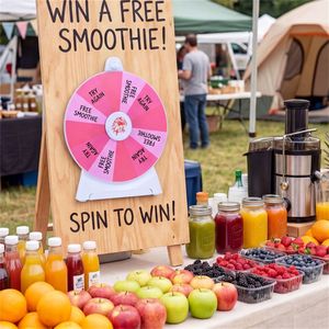 Rueda de la Fortuna Personalizable de 14 Ranuras con Soporte Plegable y Tablero Reutilizable en Rosa, para Eventos y Juegos - Product Image 3