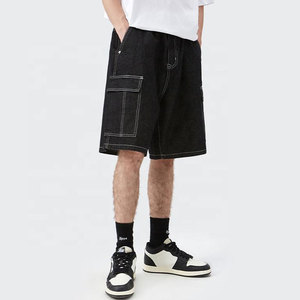 Shorts en jean noir délavé pour homme, coupe décontractée, style streetwear tendance, shorts en jean personnalisés pour homme - Product Image 6