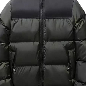 Chaqueta acolchada negra para hombre con cuello alto, cortavientos, cierre de cremallera, ropa de abrigo de invierno, informal, gruesa, con relleno de poliéster - Product Image 3