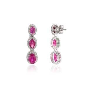 Pendientes de Oro Sólido de 14K con Rubí y Diamante - Estilo Religioso Cristiano de Moda - Product Image 6