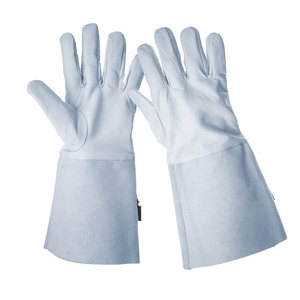 Gants de soudage en cuir blanc personnalisés, à long manchon, résistants à la chaleur, pour le soudage et l'usage industriel - Product Image 2