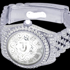 Montre de luxe analogique en argent Rodiam entièrement blanche avec cadran en quartz et diamants Moissanite VVS sertis, pour hommes et femmes - Product Image 5