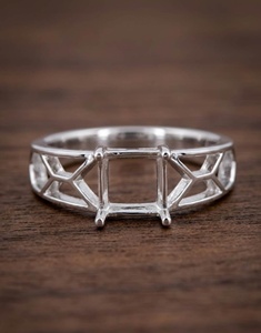 Bague carrée vide en argent sterling 925 plaqué or 18 carats de 6 mm, monture de bague à 4 griffes pour pierre précieuse, bijou vierge pour bague de fiançailles DIY - Product Image 3