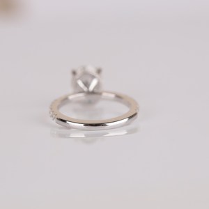 Anillo Solitario Clásico con Halo de Diamantes de Corte Ovalado de 2.01CT, Cultivado en Laboratorio, con Oro Blanco de 14K, para Boda, Compromiso, Regalo - Product Image 5