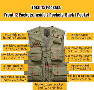 Gilet de travail personnalisé avec logo imprimé, gilet de pêche, gilet d'extérieur pour homme, gilet imperméable avec poches, gilet sans manches pour homme, gilet cargo pour homme - Product Image 6
