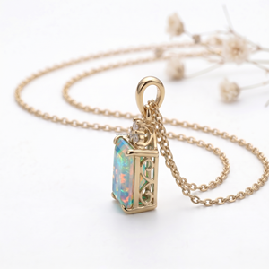 Nueva Colección de Collares de Lujo con Colgantes y Dijes de Ópalo Corte Esmeralda, Piedra de Nacimiento de Octubre, en Oro Blanco, Libra, Equilibrio 2026 - Product Image 4