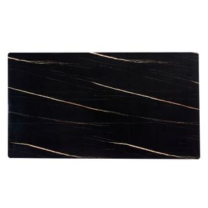 Piano del Tavolo in Vetro Temperato con Venature di Marmo Nero 71'' X 39.4'' con Adesivo Dorato, Solo Piano di Ricambio per Tavolo da Pranzo - Product Image 1