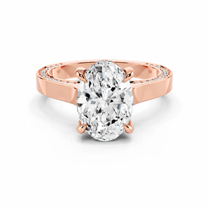 แหวนเพชรทรงรีเพาะเลี้ยงในห้องปฏิบัติการ พร้อมใบรับรอง IGI ประดับเพชรแบบ Pave Band ดีไซน์ Solitaire ตัวเรือนแบบสี่ขา ตัวเรือนทอง 10K 14K 18K เงิน 925 935 - Product Image 2