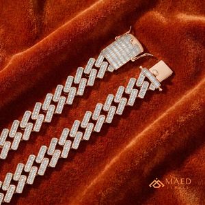 สร้อยคอโมอิสซาไนต์ชุบทองคำสีกุหลาบ ดีไซน์แบบ Cuban Link  เครื่องประดับแฟชั่นสำหรับผู้หญิงและผู้ชาย  สไตล์นิวยอร์ก  งานละเอียด  ดูทันสมัย - Product Image 2