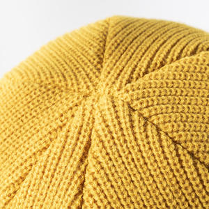 Bonnet unisexe en tricot de couleur unie, style décontracté, jaune moutarde, taille adulte - Product Image 4