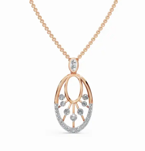 Collar con Colgante de Diamante Ovalado Cultivado en Laboratorio Celestique de 0.297 Quilates con Halo, 26 Piezas, Oro Amarillo, Rosa o Blanco de 9K, 14K o 18K, Regalo de Joyería - Product Image 1