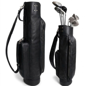 Wholesale Best Selling Heavy Duty Leather Made <b>Golf</b> Bags Professional Manufacture Large Capacity Black Leather <b>Golf</b> Clubs Bags - Product Image 1