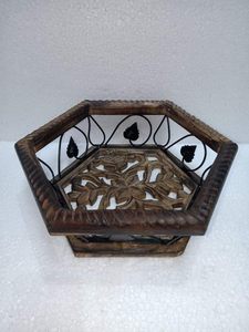 Panier à fruits et de rangement en bois et fer forgé fait main pour la décoration de la cuisine et de la maison - Product Image 5