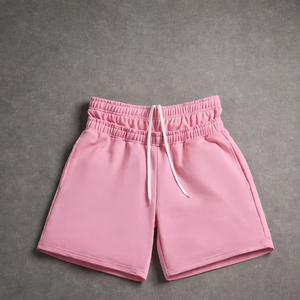 Men s Pink High Waist Drawstring Casual Knitted Shorts Solid Color Comfortable Fit Style Men s Classic Streetwear Shorts - Product Image 1
