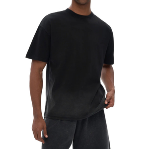 Camisetas Vintage con Gráficos Desgastados por el Sol, Camisetas Negras Estampadas de 250 g/m² para Hombre, Corte Holgado - Product Image 4