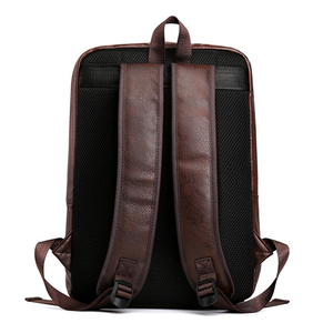 Roziv Sports Brown Genuine <b>Leather</b> <b>Laptop</b> <b>Backpack</b> Diamond Lattice Pattern Water Resistant Unisex Softback Buckle Closure Luxury - Product Image 5