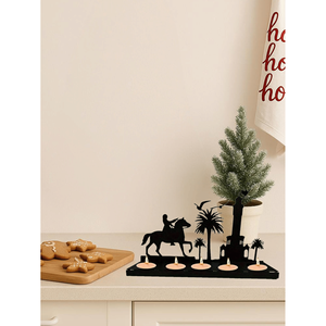 CIFbuy Set di Portacandele in Legno Rustico Moderno a Forma di Corna, Supporto per Candele in Legno Naturale per Decorazioni Natalizie, Pasquali e Festive, Disponibile per Ritiro - Product Image 1
