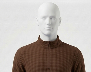 Pull à col montant zippé pour homme, marron, en maille, avec logo frontal, manches longues, coupe classique, respirant, idéal pour l'automne - Product Image 6