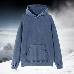 Wholesale Vintage Distressed Oversized Men's Sweatshirt 500gsm Heavyweight Fleece Acid Wash <b>Hoodie</b> Cropped Design Printed - Product Image 1