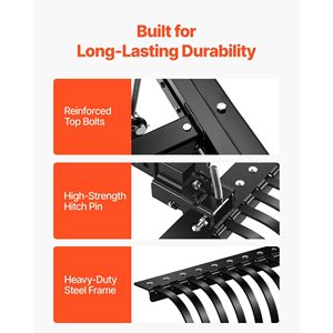 คราดจัดสวนแบบลากจูงขนาด 42 นิ้ว พร้อมคันยกใบคราดสำหรับรถ ATV ประเภทที่ 1, UTV และรถตัดหญ้า - Product Image 6