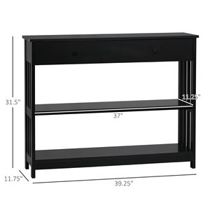 "Contemporary Farmhouse Entryway <b>Console</b> <b>Table</b> with 2 Shelves & Drawers <b>Black</b>" - Product Image 3