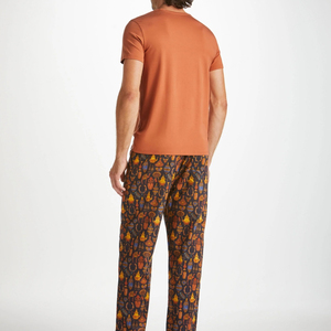 Camiseta de Manga Corta para Hombre, Cuello Redondo, Color Naranja Sólido, Teñido Liso, Corte Regular, Informal - Product Image 3