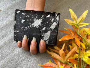 การออกแบบใหม่จริงโลหะขนหนังคลัทช์มีสไตล์หลายใช้ตะวันตกใหม่ร้อนขายจริง Cowhide กระเป๋าสตางค์ขนาดเล็กสําหรับผู้หญิง - Product Image 3